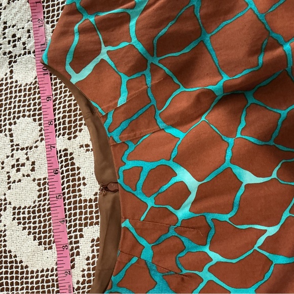 Anne Klein Brown and Teal Midi Dress - Picture 9 of 12